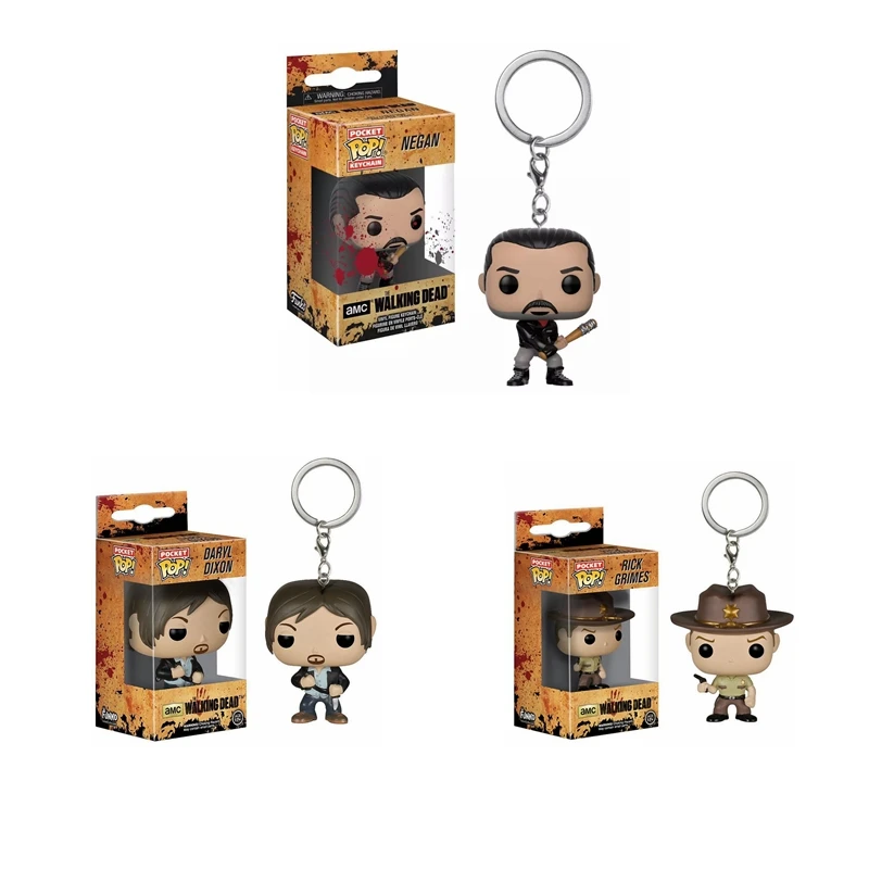 Funko Pop Карманный Брелок Ходячие мертвецы Дэрил Диксон Рик Гримс Неган экшн