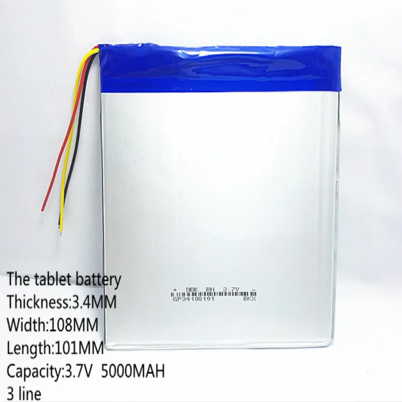 3,7 V 5000 mah планшет батарея бренд планшет gm литий-полимерный аккумулятор 34108101 3 линии