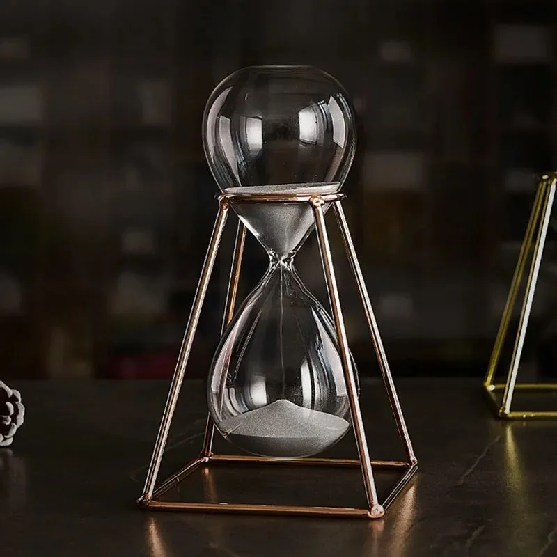 Metal 30 Minutes Hourglass Timer Modern Art Ornament Glass Timing Hourglass Creative Office Living Room Desktop Home Decoration 4