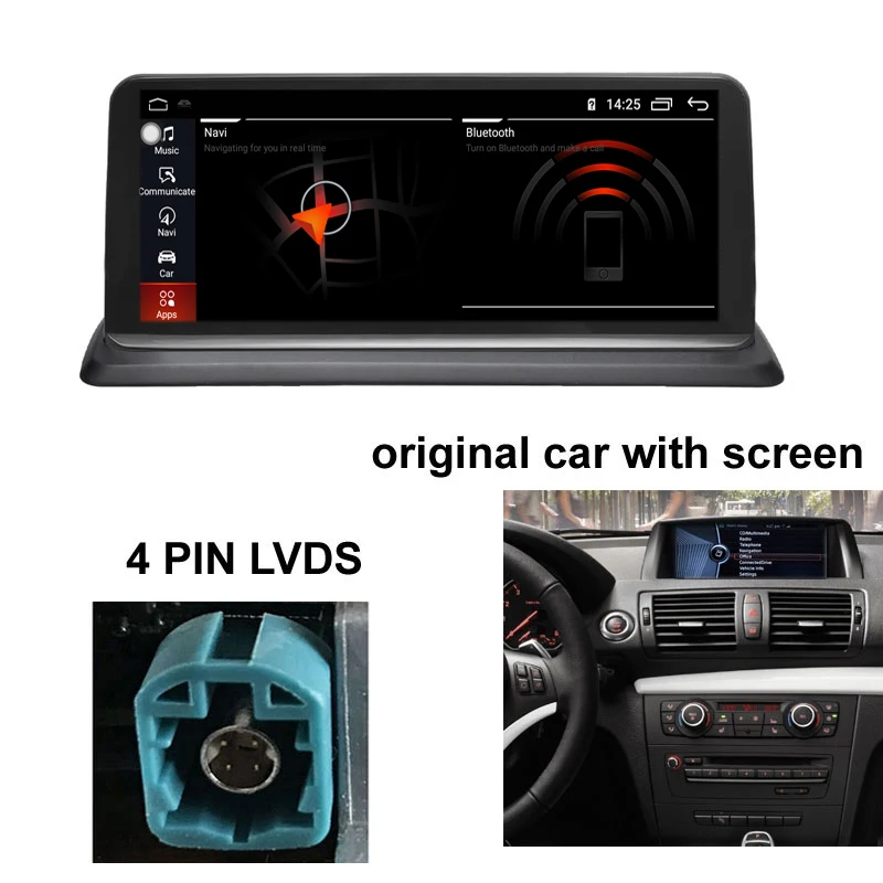 COIKA 10,2" 8 ядерный Android 9,0 система автомобиля gps Navi приемник для BMW E87 E88 E81 E82 ips сенсорный экран 4+ 64 Гб ram Carplay wifi 4G - Цвет: CIC (4 PIN LVDS)