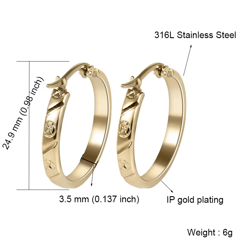 1357 Gold Серебряные/Золотые серьги-кольца для женщин, круглые серьги-кольца из нержавеющей стали, Женские Ювелирные изделия, вечерние аксессуары, подарок - Окраска металла: 1357 Gold