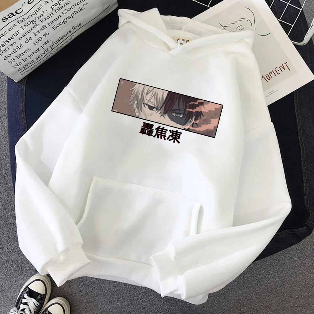 Mi héroe Academia impreso hombres buzos con capucha informales pulóver sudaderas moda Anime Shoto Todoroki ojos Sudadera con capucha de manga larga