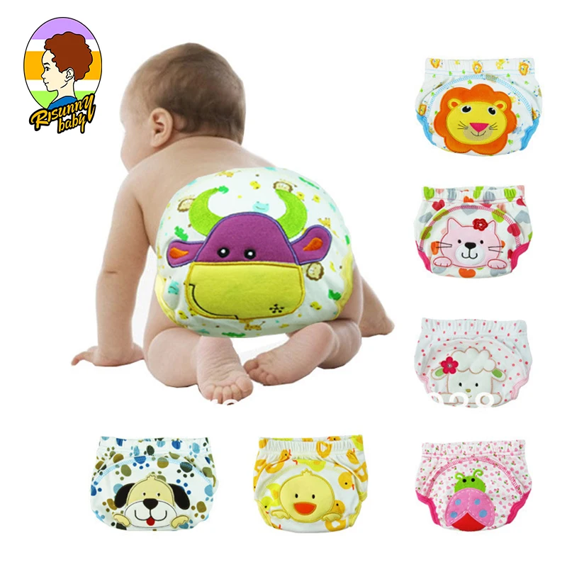 

Risunnybaby Baby Diapers Cotton Breathable Washable Reusable Baby Diapers Adjustable Animal Print Diapers