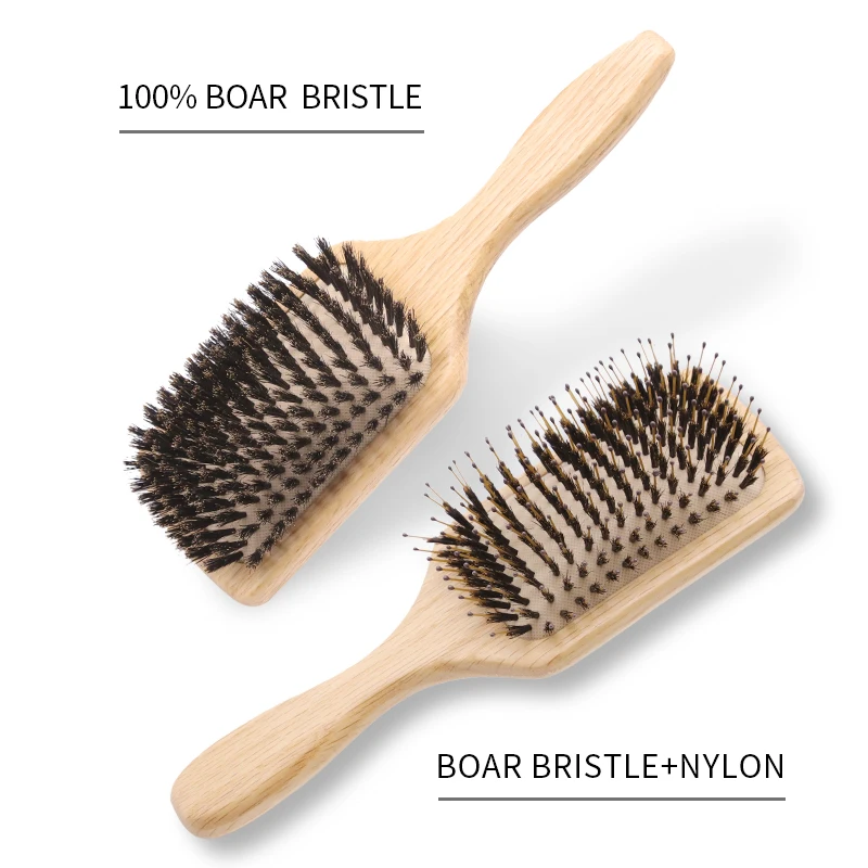 Soft Boar Bristle Hair Brush Wood Brush For Hair Wooden Comb Airbag Brush Hair Straightener Boar Brush boar bristle hair brush women custom vent round imperial concubine comb single piece wood comb for wet dry hair scalp edge brush