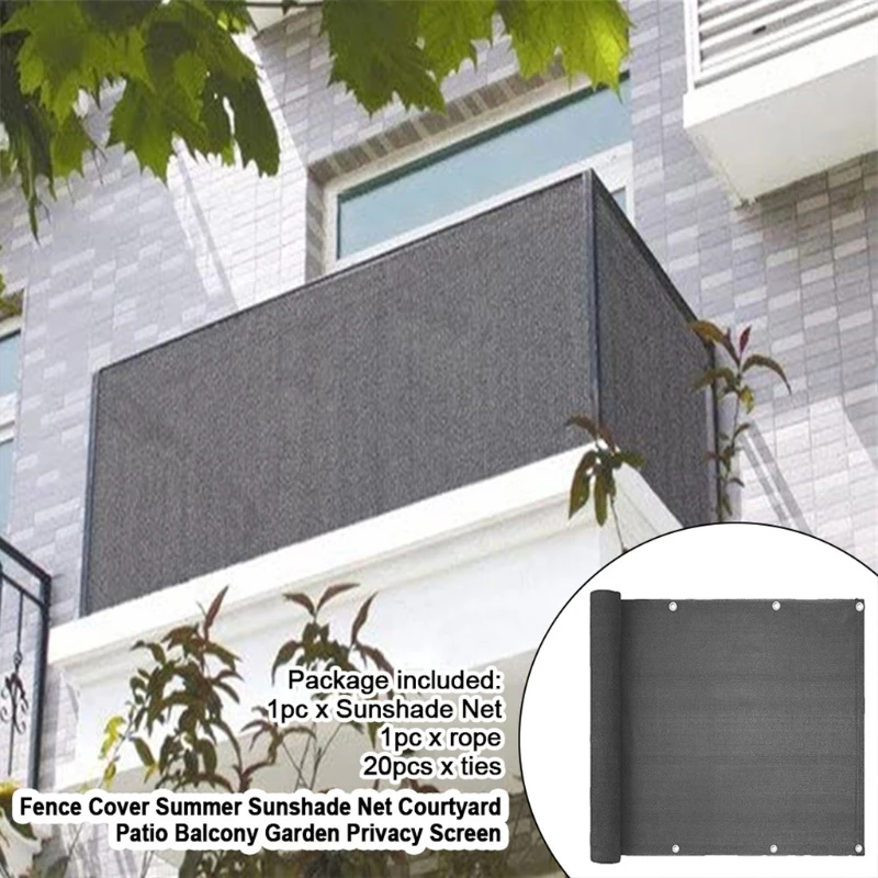 196.85x35.43inch Privacy Shield Sun Protection Balcony Privacy Mesh Opaque Privacy Cover Mesh for Deck Fence Screen