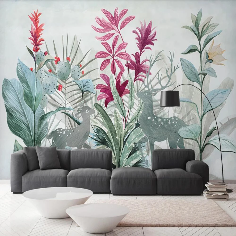 Waliicorners 3D wallpaper mural Nordic tropical plant banana leaf living room background wall decoration painting wallpaper mural 11 QQ截图20191212233832