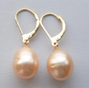

A PAIR 10-12MM SOUTH SEA PINK PEARL EARRING