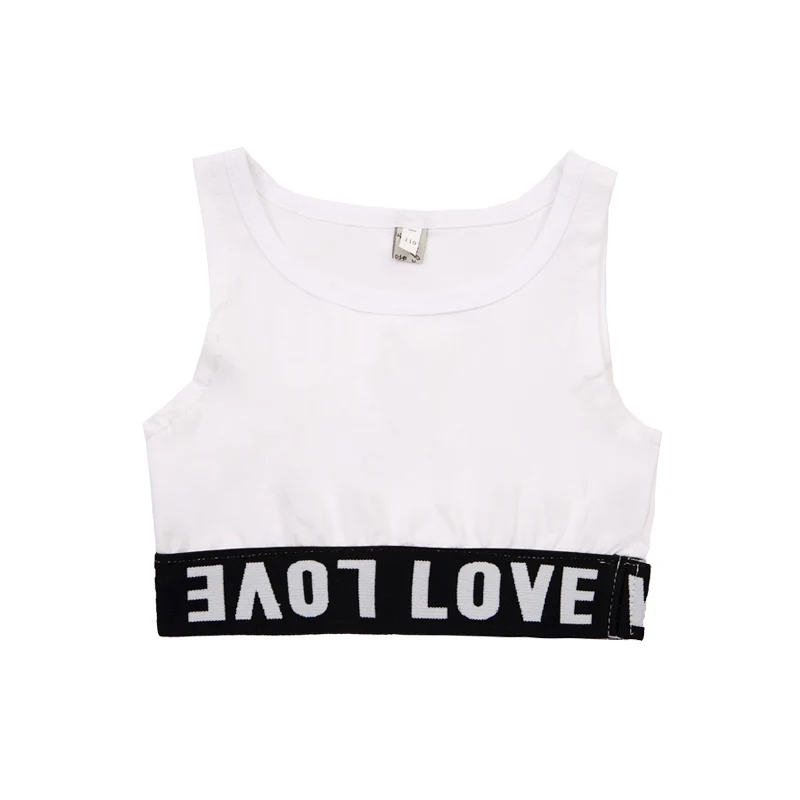 White tops Модный детский костюм для джазовых танцев для девочек, костюмы для уличных танцев в стиле хип-хоп, жилет, штаны, детская одежда для выступлений, DL2033 - Цвет: White tops