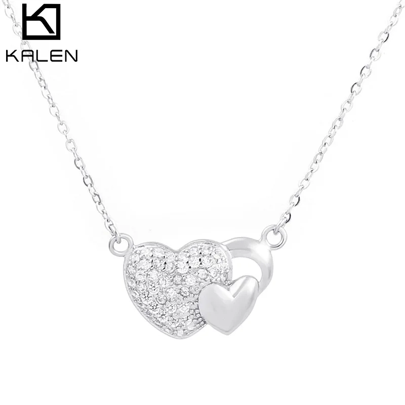

Fashion Exquisite Korean-style Heart Shape Peach Heart Necklace Women's Simple Versatile INS Choker Diamond Set Pendant