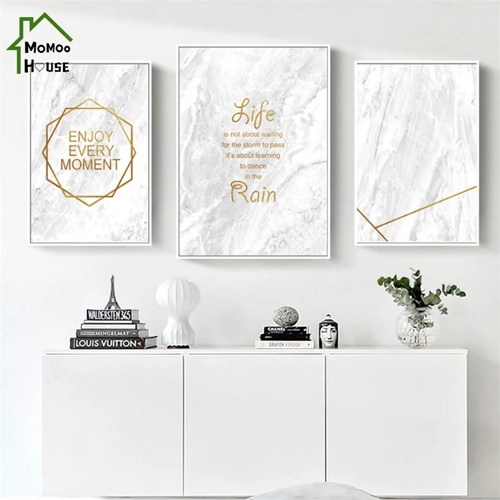 Modern Minimalist Wall Art Canvas Painting White Marble Texture Geometric Patterns Poster and Prints Picture Home Decorations | Дом и сад