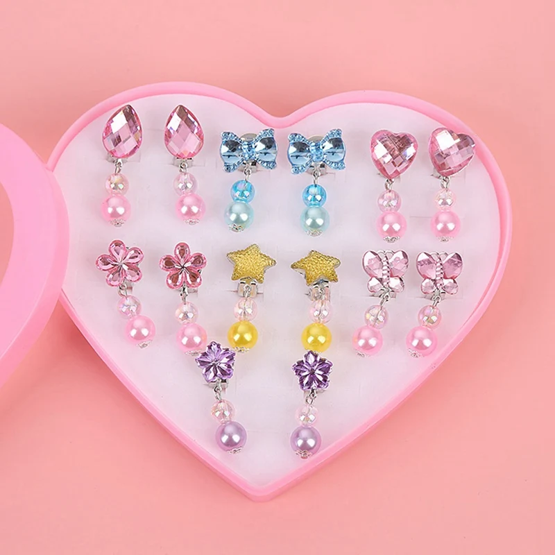 3/7Pairs Children Rings Korean Style Kids Ear Clip Lovely Cartoon Animal Baby No Piercing Earring Ring for Girls | Украшения и