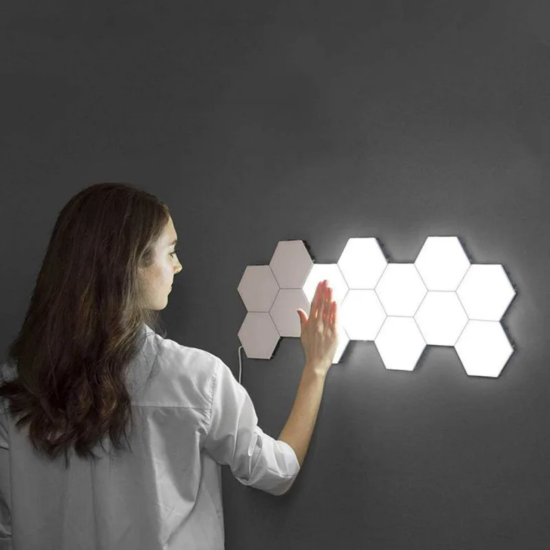 Креативная сотовая модульная сборка сенсорная настенная лампа квантовый светодиодный настенный светильник для спальни лампа Украшение стен