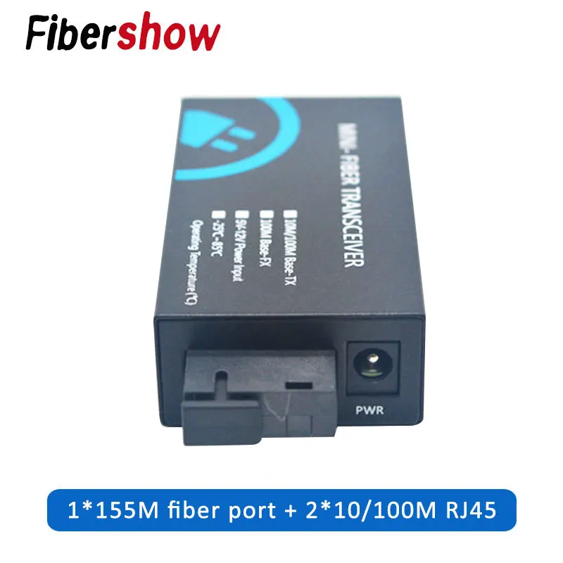 

Media Converter 2 RJ45 1 SC 10/100M Fast Ethernet Switch Converter 20KM Ethernet mini Fiber Optical Single Mode fiber Port
