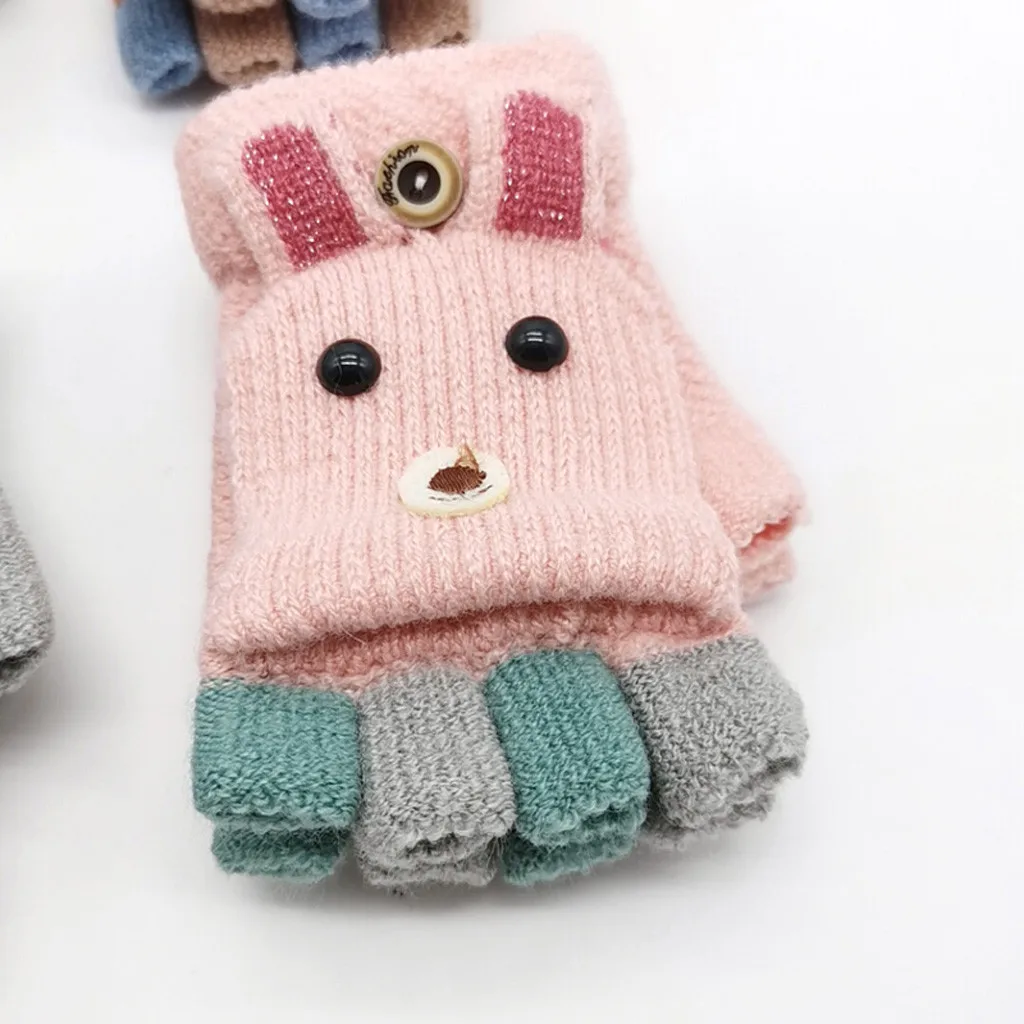 Детские зимние Рождественские перчатки с Откидывающейся Крышкой на половину пальца, модные новые детские перчатки для девочек и мальчиков, Аксессуары#445
