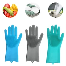 Щетка для чистки Волшебные силиконовые перчатки скруббер перчатки прочный 1 шт многоцелевой мытье посуды Pet Купание
