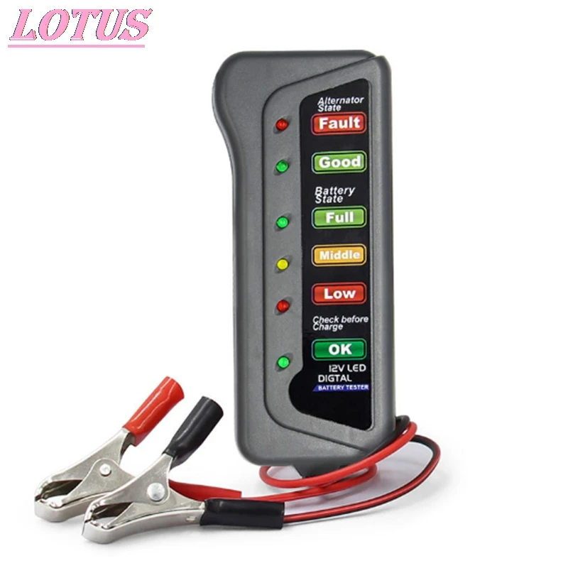 1PCS Mini 12V Car Battery Tester Digital Alternator 6 LED Lights Display Diagnostic Tool Auto For |