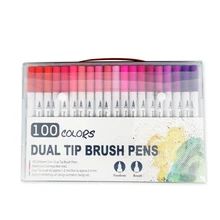 24 v/48/100 Цвета акварельные маркеры эскизная ручка, файнлайнер, двойной наконечник кисть ручки для рисования манга художественный Маркер ручки школьные принадлежности