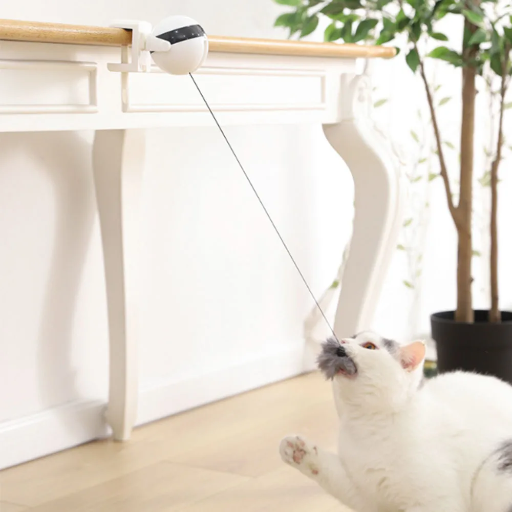 

Pet Cat Lifting Ball Electronic Motion Cat Toy Interactive Cat Teaser Toy Cute Cat Plush Fur Pet Training Toy