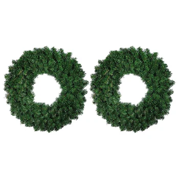 

2 Pcs 30cm Artificial Pine Wreath Garland for Front Door Window Fireplace Christmas Decoration