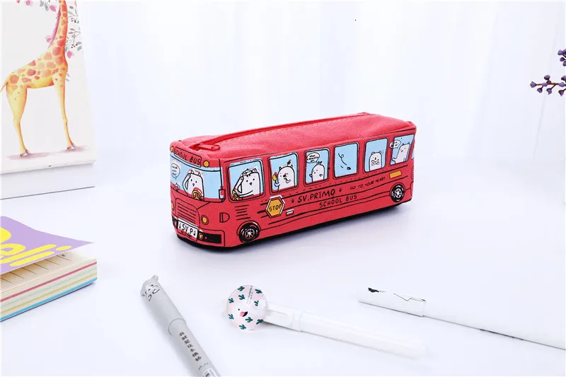 Школьный автобус милый школьный чехол для ручек, тканевый пенал etui a crayons cuir пенал для карандашей, стильный чехол для карандашей, школьная сумка 04972