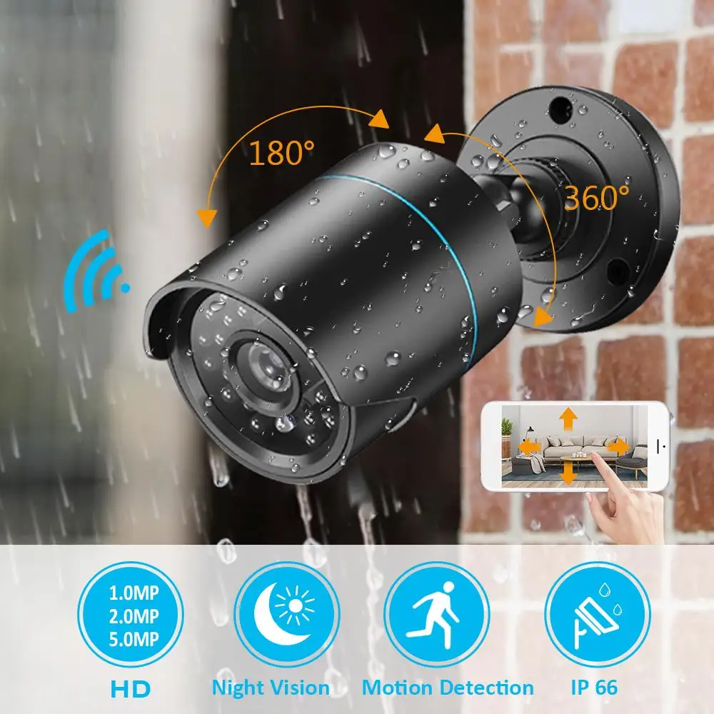 

1MP/2MP/5MP Outdoor Wired IP66 Waterproof Home Security Camera Night Vision Motion Detection Device Control Video Surveillance