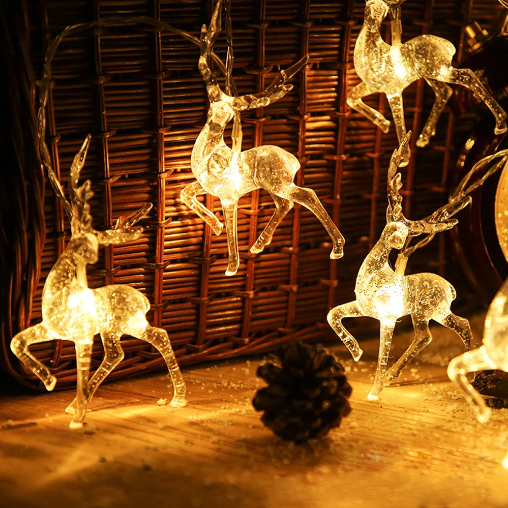 thumbnail image 1 of Cadena de luces LED con forma de ciervo, alimentada por USB y con pilas, para Navidad, festivales, fiestas, decoración, 1,5 m y 3 m, 1 of 4