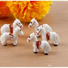 Мини лошадь белый красный смолы фигурки кактус бонсай-суккулент Декор Террариум с мхом мастерская Мини Пейзаж Сказочный Сад Декор