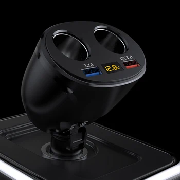 

ABS + PC Mobile phones Car Charger Dual USB Charger 2-Way Cigarette Lighter Black