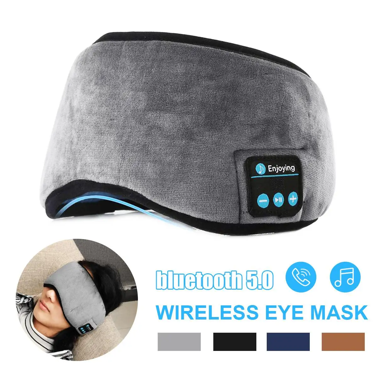 

Wireless bluetooth Earphones Eye Mask bluetooth 5.0 Stereo Music Sleep Headset Travel Eye Shades with Built-in Speakers Mic