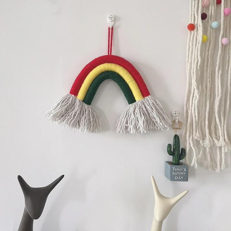 Rainbow Handmade Weaving Ornament Home Decoration Accessories Nordic Fresh Simple Kid Room Wall Decoration Hanging