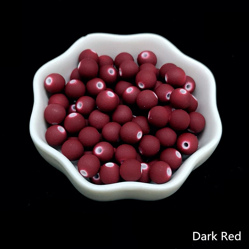 Dark Red 50 шт. 8 мм резиновые бусины Шарм Неоновые Круглые свободные бусины распорка акриловые бусины для самостоятельного изготовления ювелирных изделий - Цвет: Dark Red