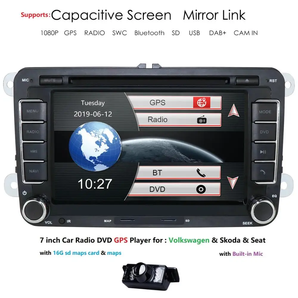 7 дюймов 2 din автомобильный DVD gps радио плеер для Volkswagen VW golf 5 touran passat B6 B7 Lavida polo tiguan Skoda с gps картой