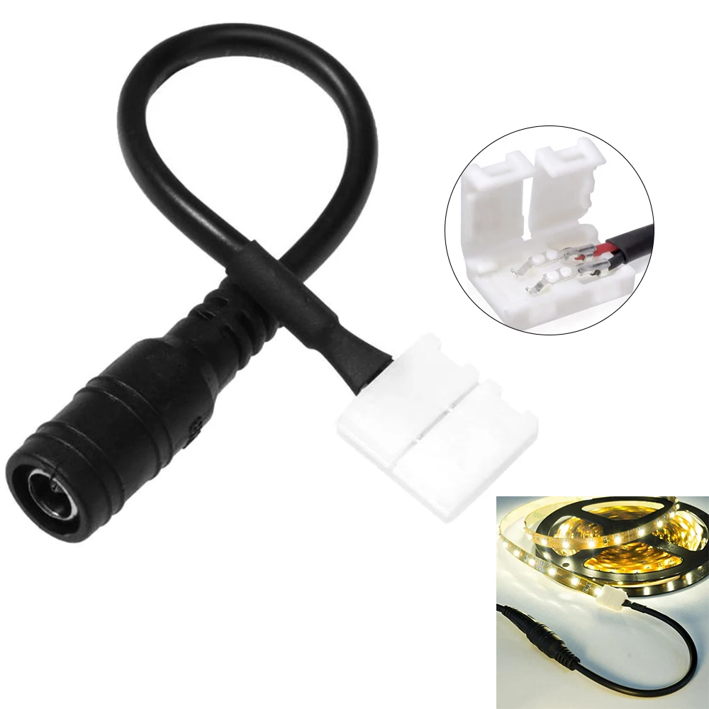 

5/10/20/100pcs LED Connector 10mm female DC power plug quick connector,wire with 2 pin solderless clip connector for LED strip