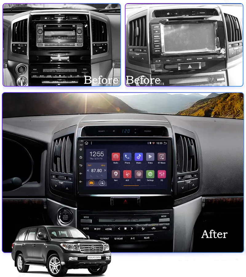 Для Toyota Land Cruiser 11 200 2007-2012 автомобильный Радио Мультимедиа Видео плеер навигация gps Android 8,1 No 2din 2 din