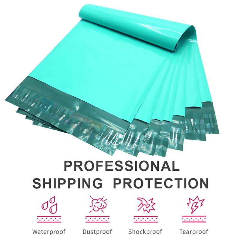 100pcs Teal Green Poly Mailer Self Adhesive Post Mailing Package Mailer Glue Seal Postal Bag Gift Bags Courier Storage Bags