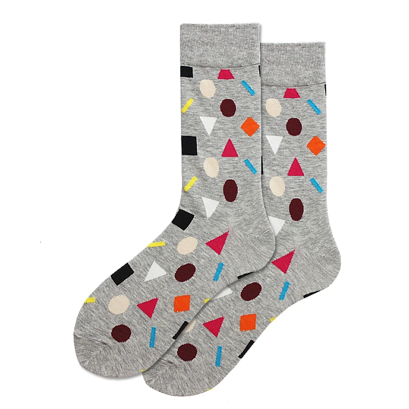 PEONFLY классические цветные носки с геометрическим принтом Мужские Винтажные клетчатые полосатые носки из чёсаного хлопка для бизнеса Harajuku Calcetines Hombre - Цвет: 40