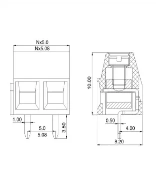 Description Picture 2 of item50/100pcs Mini Screw Terminal Blocks KF127 KF128 5.08mm PCB 2.54/3.5/3.81/5.0/5.08/7.5 mm for Wires 2p3p copper Terminal