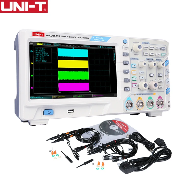 UNI T цифровой осциллограф 1GSa 100 МГц 2/4 канала 7 &quotцифровой экран TFT USB OTG интерфейс