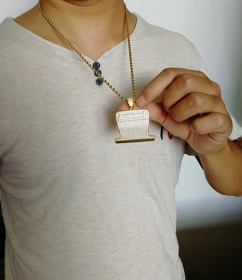 Хип хоп микро с инкрустацией AAA кубического циркония Bling Iced Out Бритва для Стрижки Парикмахерские Подвески ожерелье для мужчин раппер ювелирные изделия золото серебро