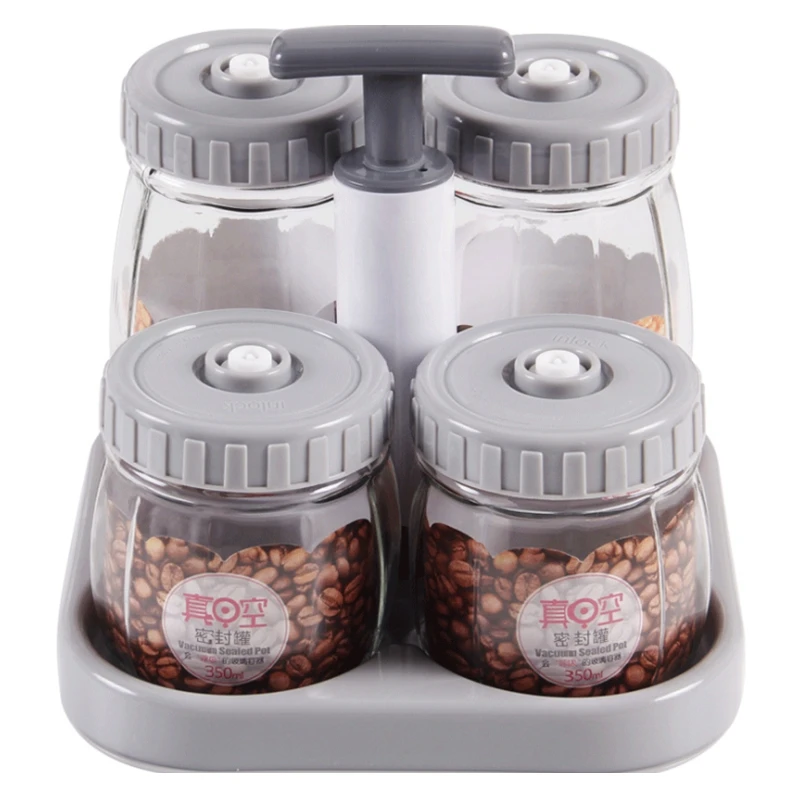 Best 6PCS Suit Vacuum Sealed Canister With Gas Glass Cover Snacks Dried Fruit Candy Storage Box Storage Jar
