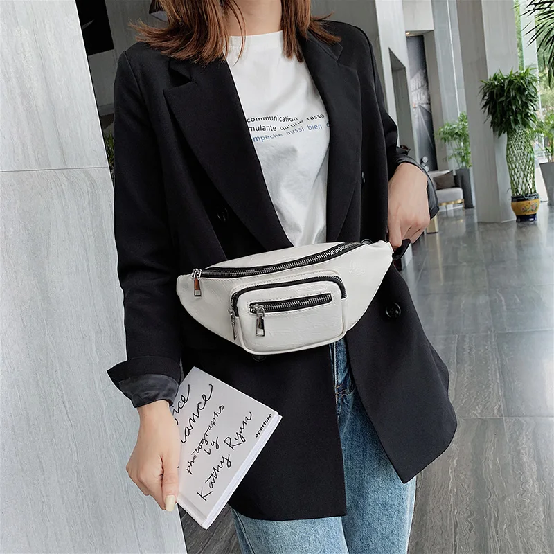 Черная поясная сумка Beltbag Женская Высококачественная поясная сумка белая сумка через плечо на молнии Hanche Bumbag Женская модная нагрудная сумка
