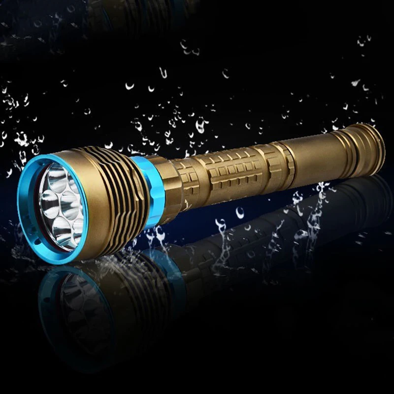 

Diving Flashlight Torch Light Litwod Original Waterproof 100m 10000 Lumens Shock Resistant,Hard Defense Led Bulbs Grey Aluminum