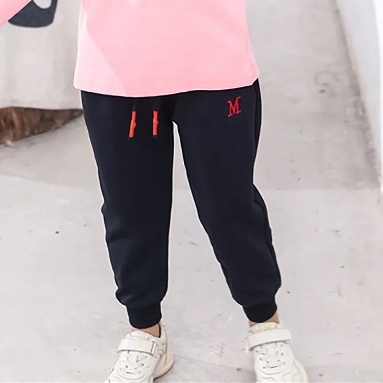 New Style Black And White with Pattern Casual Crawler Spring Men And Women Children Embroidered M Word Athletic Pants Elast