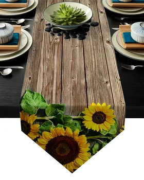 

Sunflowers Rustic Table Runner Table Flag Home Party Decorative Tablecloth Table Runners