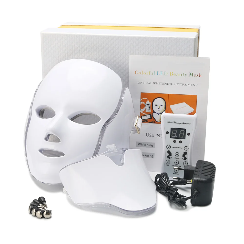 Светодиодный маска для лица 7 цветов фотон Электрический светодиодный маска против морщин, акне для удаления лица Омоложение кожи лица спа салон массажер