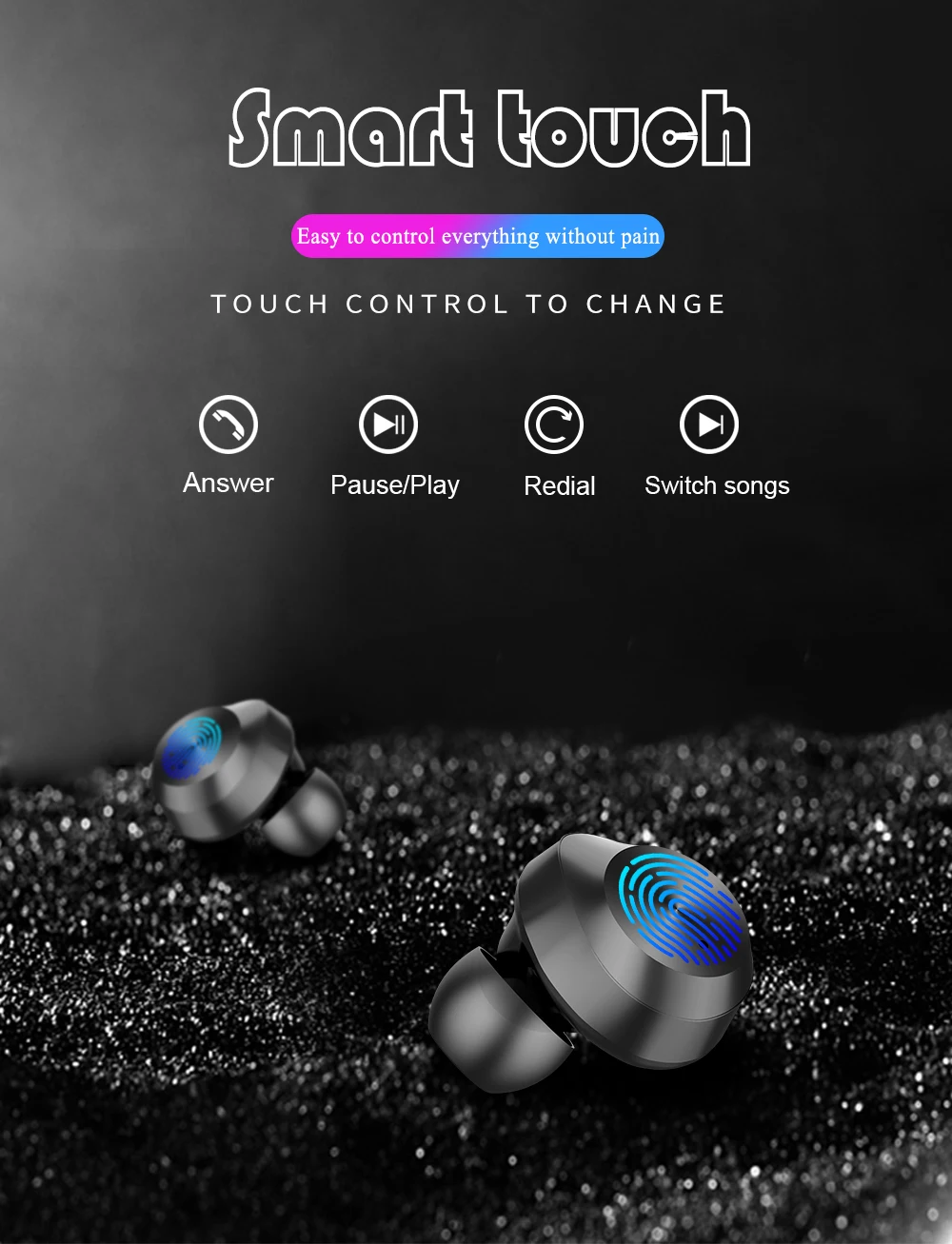 HIFI Bluetooth Earphones Mini Wireless Earbuds Touch Headset with Charging Box IPX5 Waterproof earphones for Smart phone