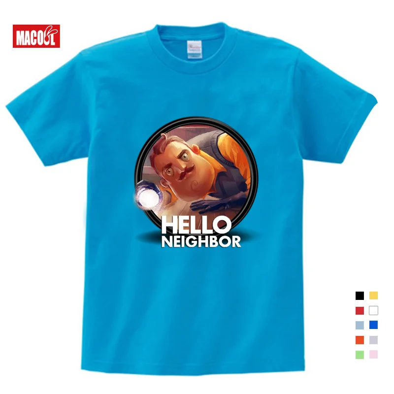 Г. От 2 до 12 лет толстовки с капюшоном «Hello neighor» из маленького хлопка детские рубашки для мальчиков, рубашка подростковая одежда для девочек, толстовки и свитера От 2 до 8 лет - Цвет: T-shirt