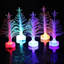 Árbol de Navidad de fibra óptica, Luz LED nocturna, 7 colores cambiantes, lámpara de ambiente decorativa de escritorio, regalos de navidad