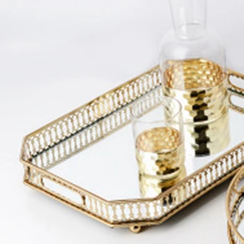 

Storage Plate, Mirror Bottom Tray, Living Room Light Luxury Decoration Plate, Fruit Plate, Rectangle