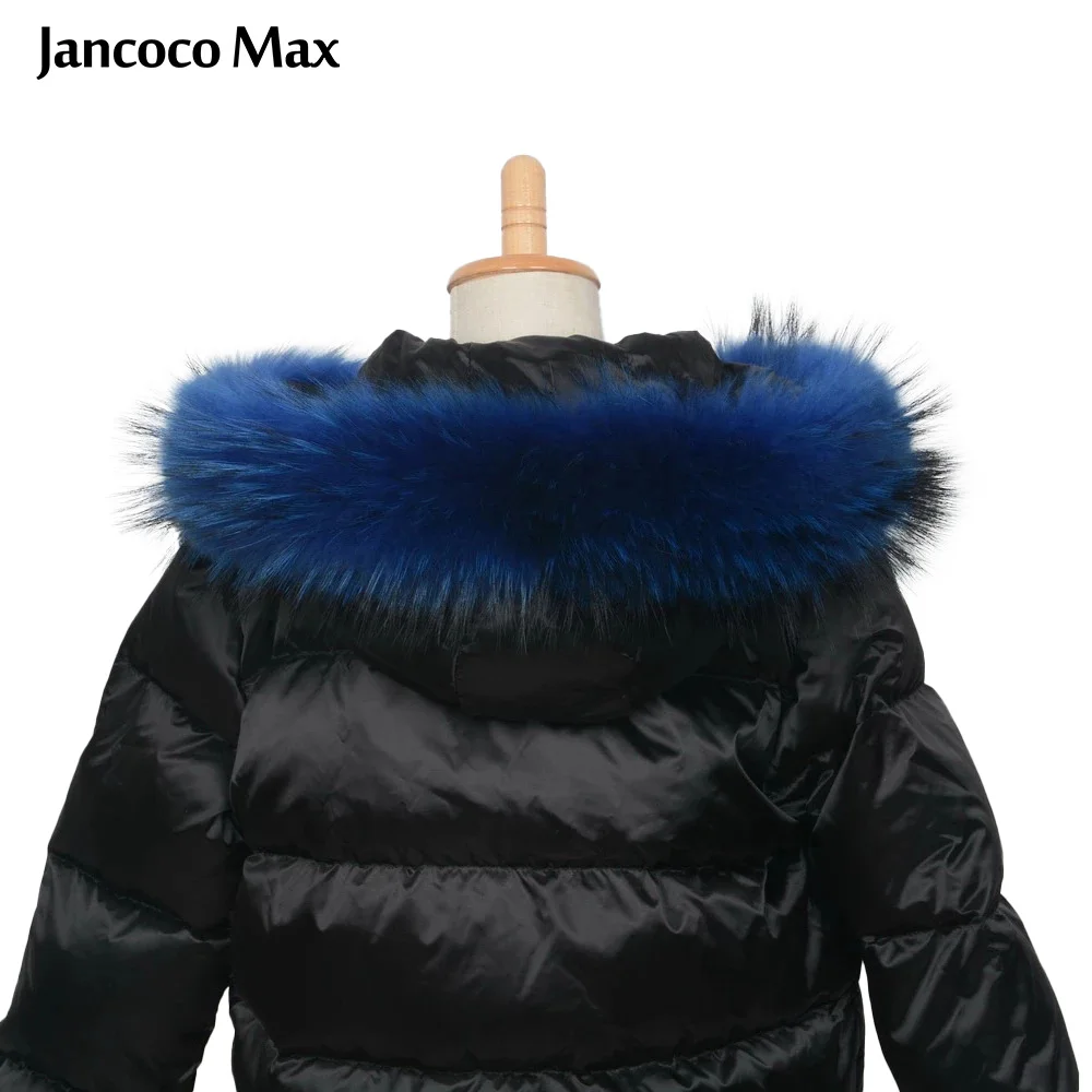 Jancoco Max + Lining 65cm Real Raccoon Fur Trimming Collar For Kids Adult Coat Hooded Fashion S1690